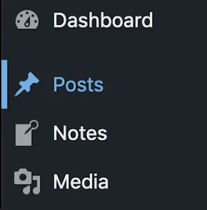 WordPress "Posts" Option in Left Dashboard Menu