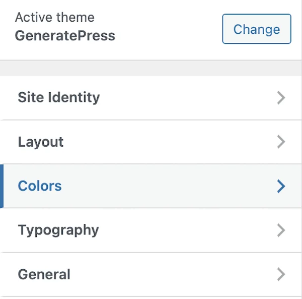 "Colors" options in the WordPress Theme Options.