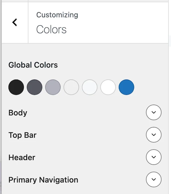 Various WordPress Color options.