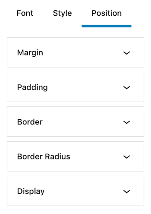 Google Font "Position" Options on WordPress (Theme Options).