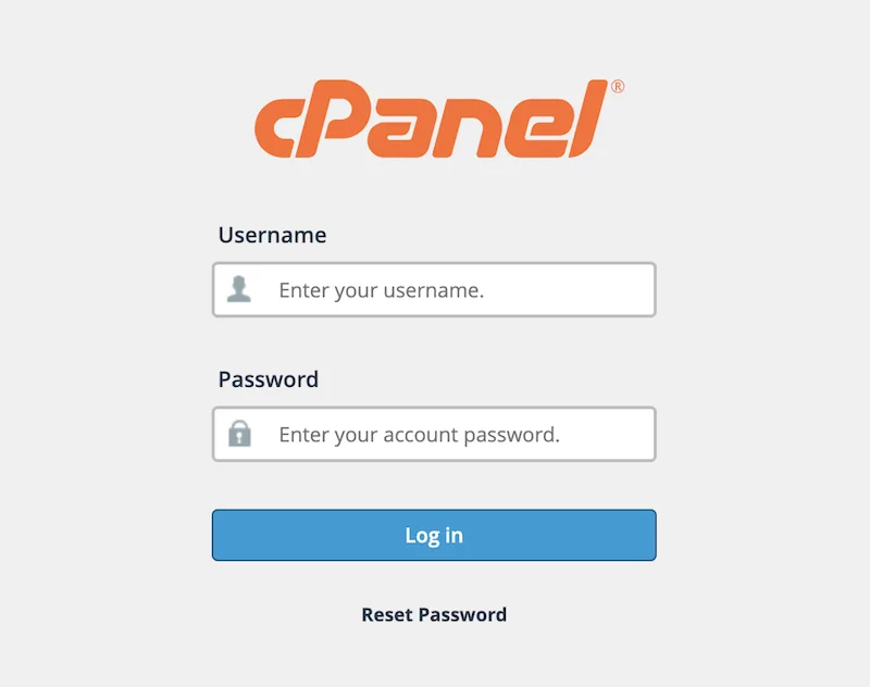 logging into the cPanel login screen to upload .zip wordpress plugins