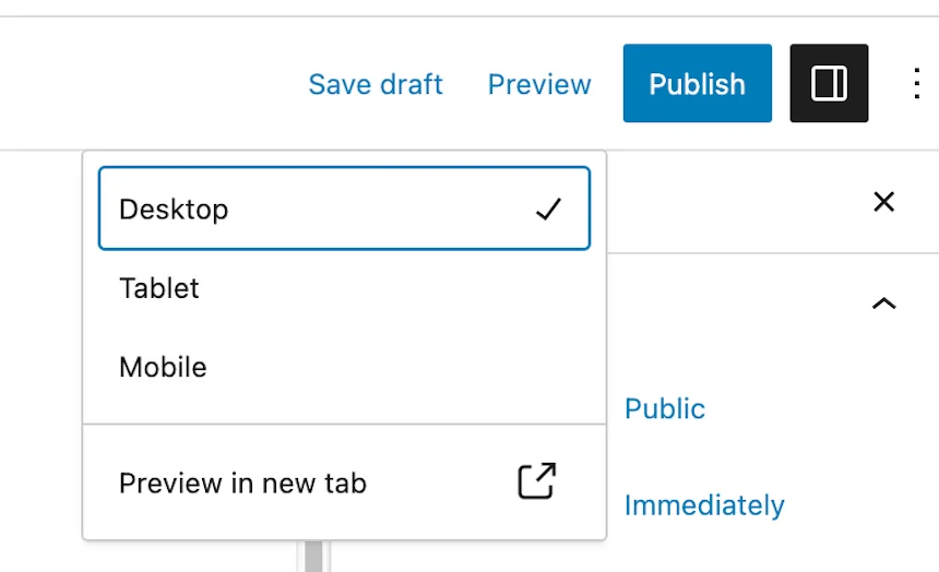 "Preview in new tab" link in WordPress page editor