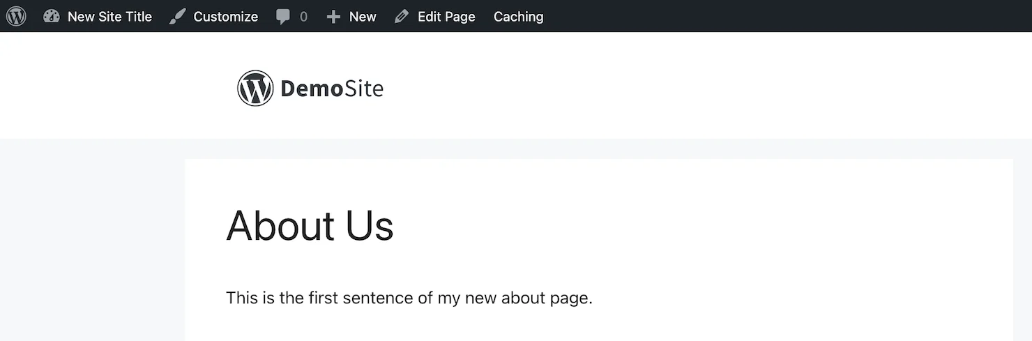 Preview of a WordPress page.