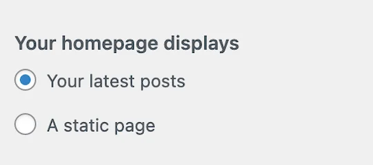 Your homepage displays: Your latest posts.