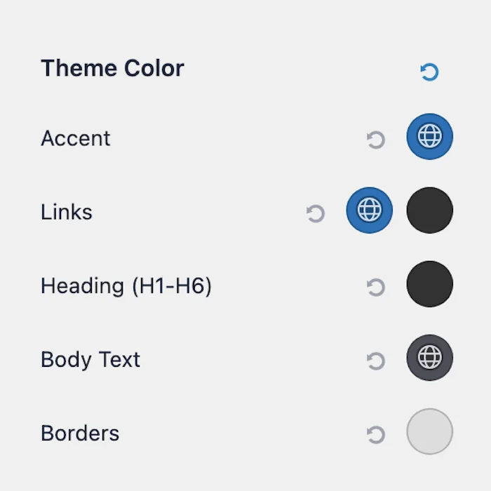 astra theme main color options