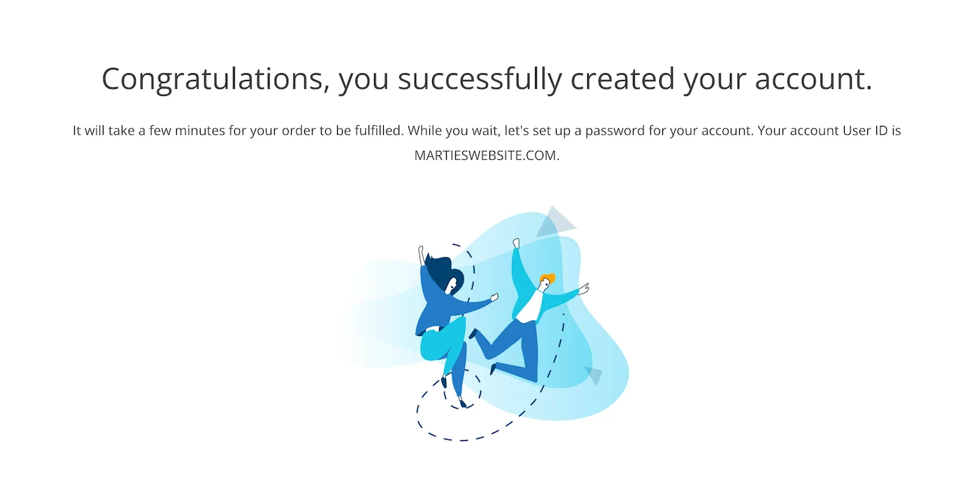 Congratulations, you successfully created your Bluehost account.