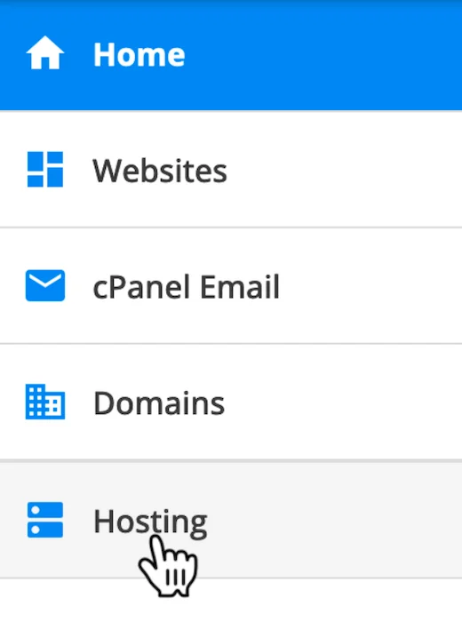 Hosting Option in HostGator Dashboard Menu