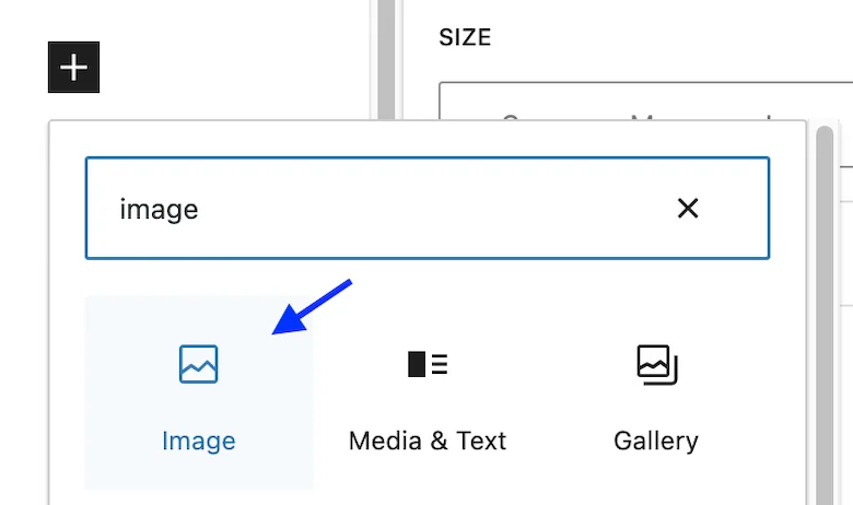 Searching for the Image Block within WordPress Post Editor