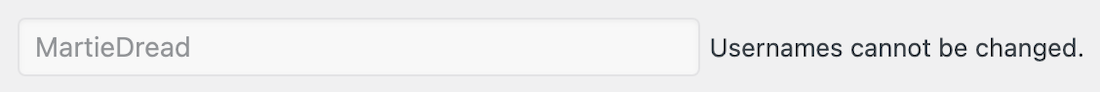 A notice in dashboard saying that WordPress usernames cannot be changed.
