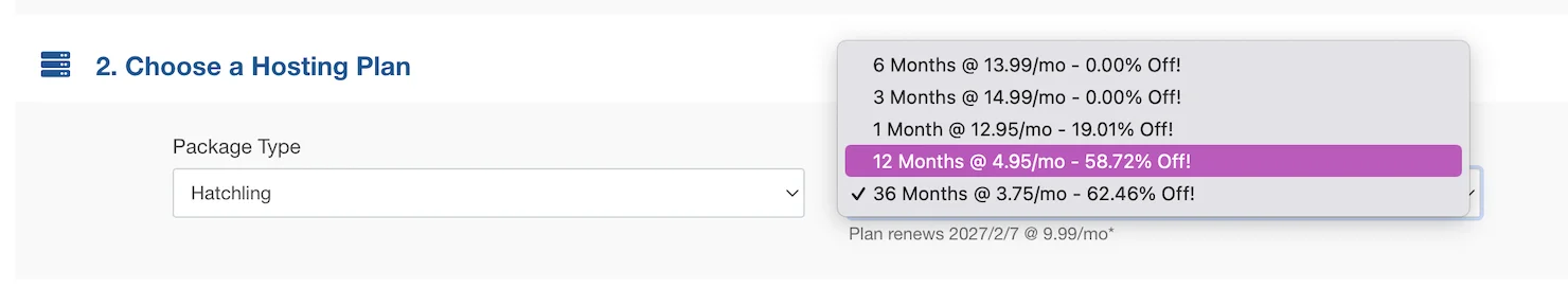 Choose a Billing Cycle HostGator