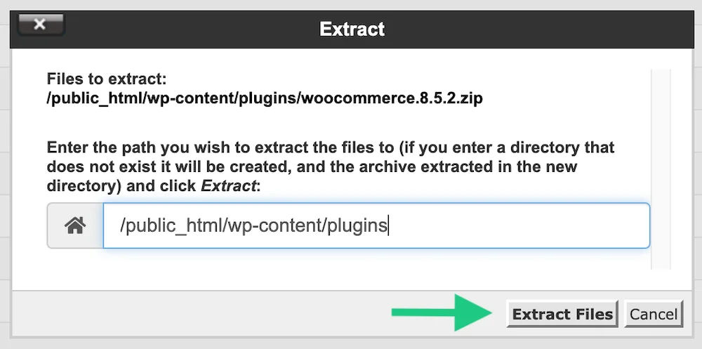 extract plugin files (confirm) in file manager