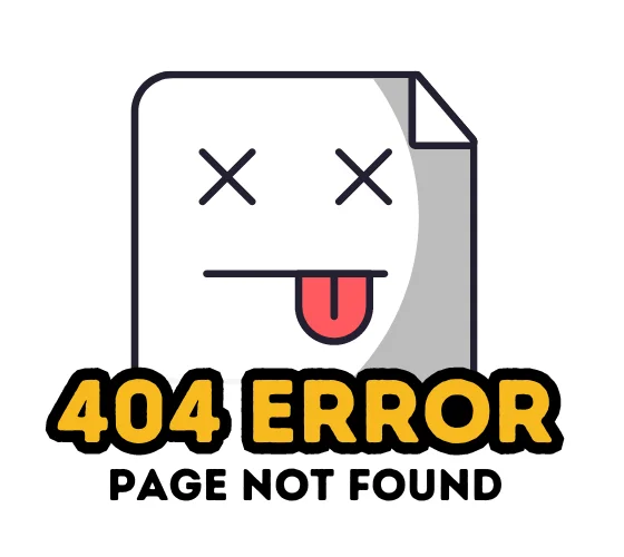 Cartoon 404 Error – Page Not Found (Website Error Message)