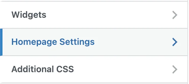 WordPress Homepage Settings in Theme Options