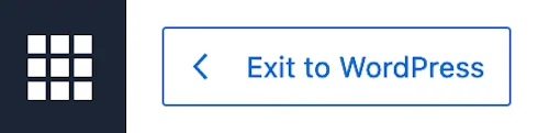 Exit to WordPress Button on Bluehost.