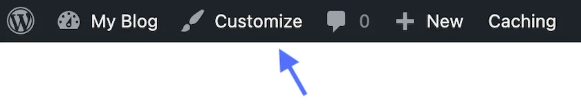 An image of the "Customize" theme option on WordPress.