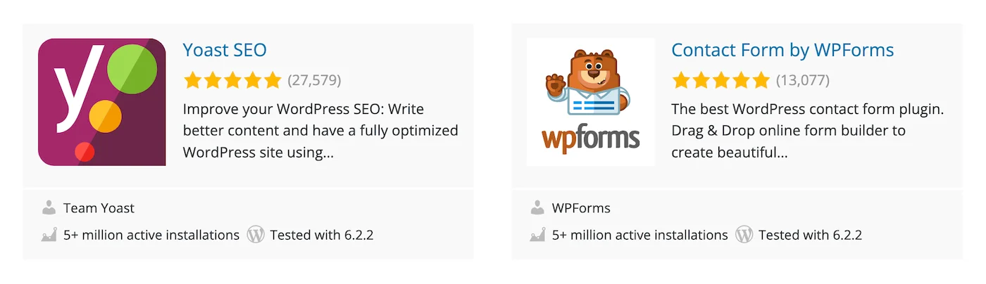 2 Popular WordPress Plugins: Yoast SEO & Contact Form by WPForms.