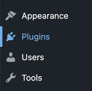 WordPress Plugins Link in Dashboard Menu.