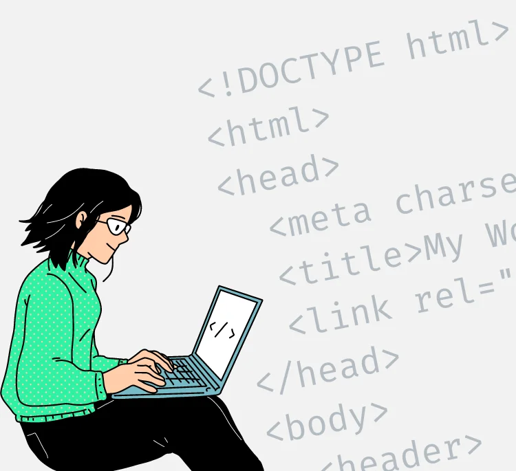 A girl typing code on her laptop.