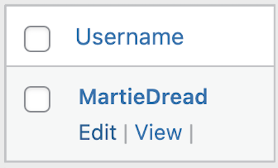 The option to "Edit" WordPress username and user profile.