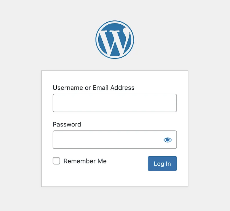 WordPress Website – Login Screen