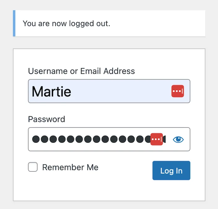 WordPress Website Login Form