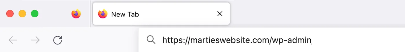 URL for WordPress Login Page Typed into FireFox
