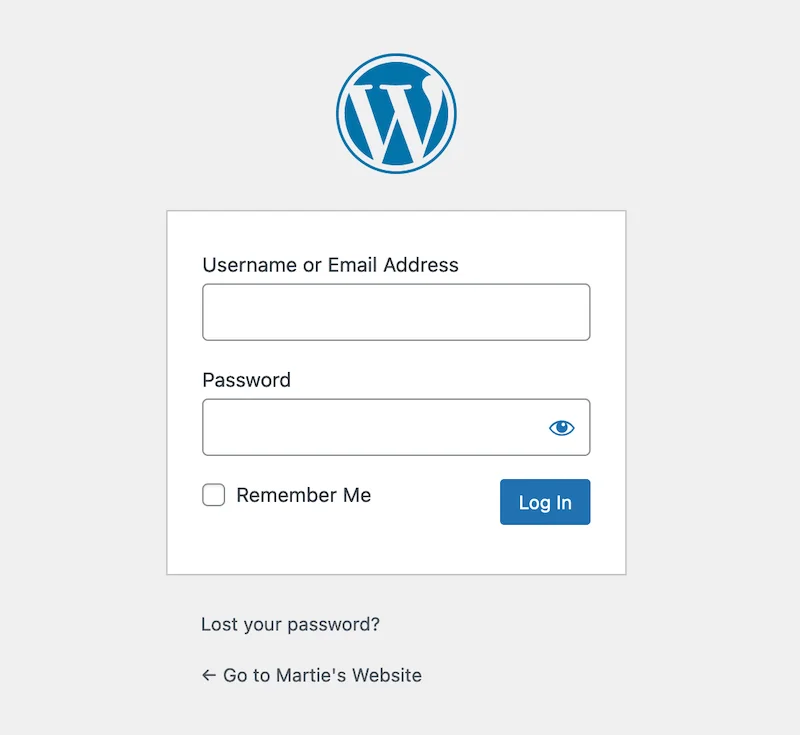 WordPress Login Page.