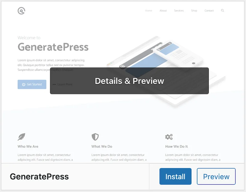 Install GeneratePress WordPress Theme