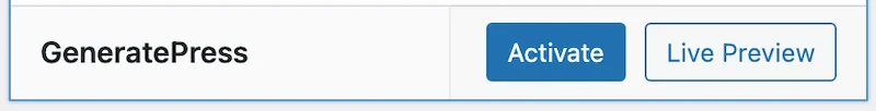 Activate GeneratePress WordPress Theme