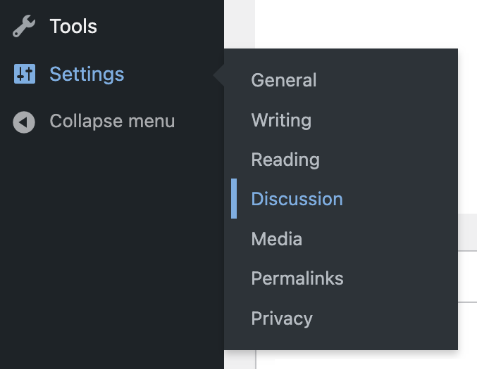 WordPress Dashboard Menu = Settings >> Discussion (Comment Options)