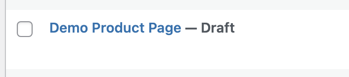 A WordPress page that has been duplicated and saved as a Draft.